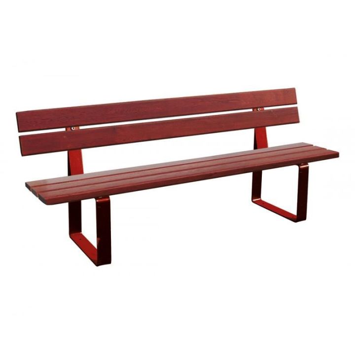Banc Riga rouge RAL 3004 finition acajou