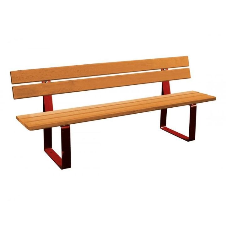Banc Riga rouge RAL 3004 finition chêne clair
