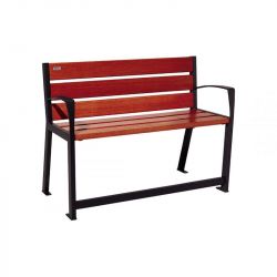 Banc Silaos® sénior noir RAL 9005 finition acajou 1200 mm