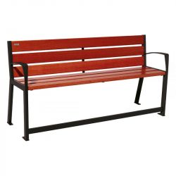 Banc Silaos® sénior noir RAL 9005 finition acajou 1800 mm