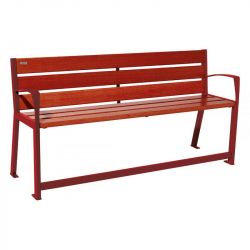 Banc Silaos® sénior rouge RAL 3004 finition acajou 1800 mm