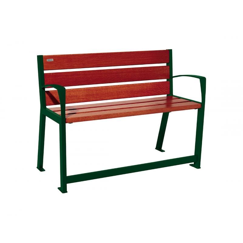 Banc Silaos® sénior vert RAL 6005 finition acajou 1200 mm