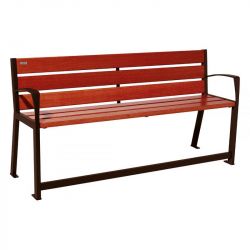 Banc Silaos® sénior brun RAL 8017 finition acajou 1800 mm
