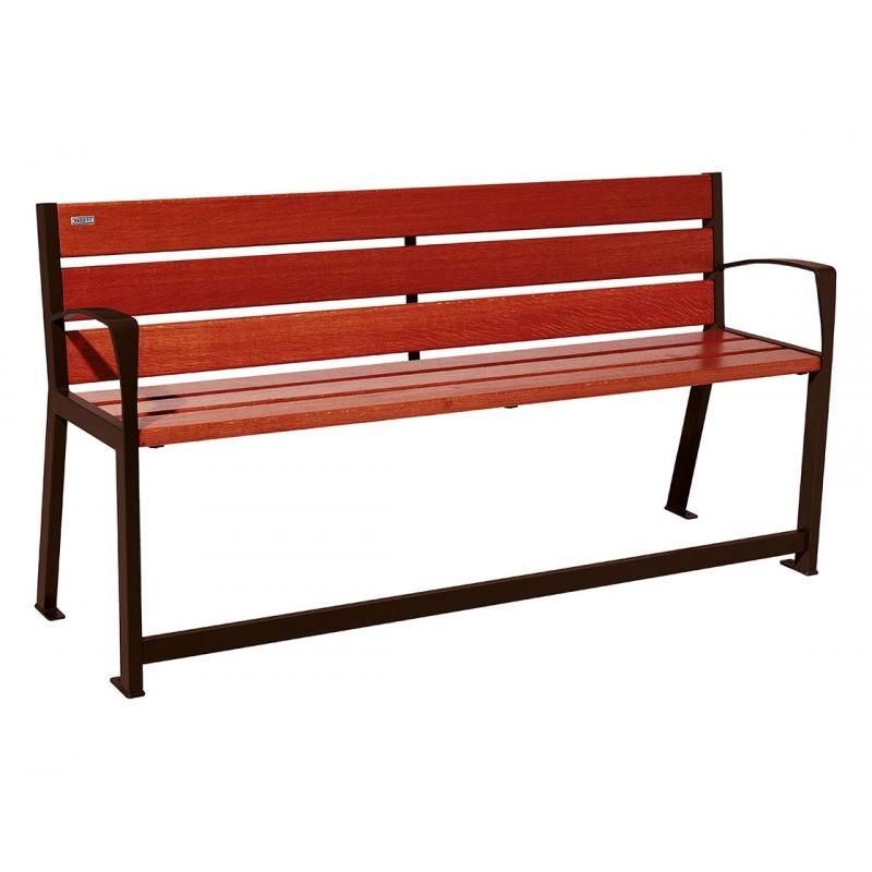 Banc Silaos® sénior brun RAL 8017 finition acajou 1800 mm