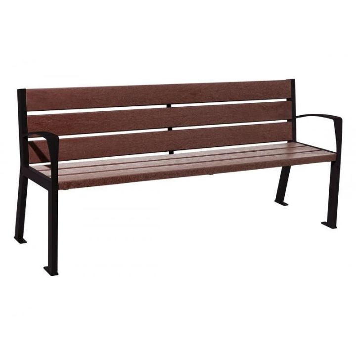 Banc 6 lames noir RAL 9005 avec accoudoirs