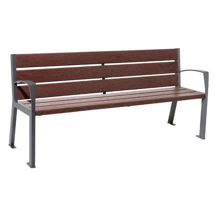 Banc public 6 lames gris Procity avec accoudoirs