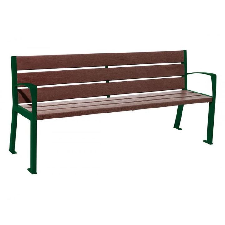 Banc 6 lames vert RAL 6005 avec accoudoirs