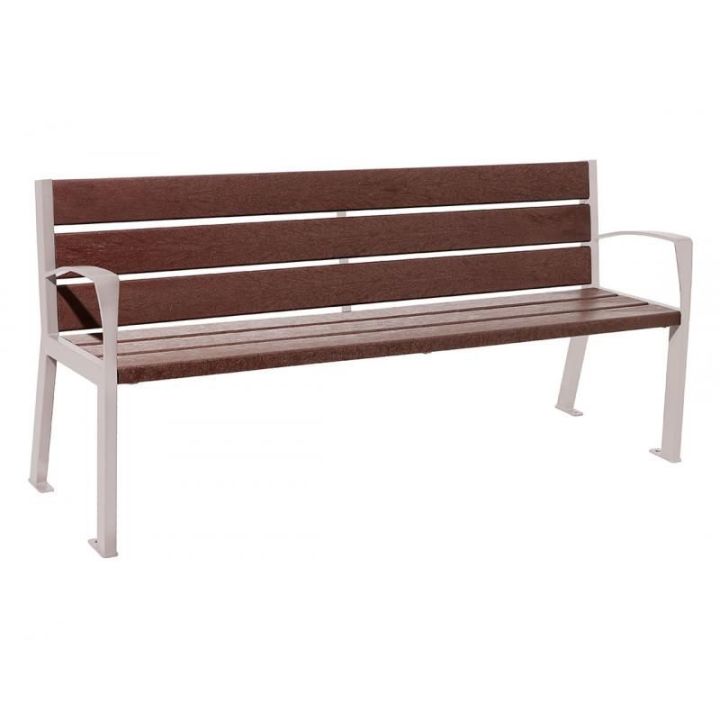 Banc 6 lames gris RAL 7044 avec accoudoirs