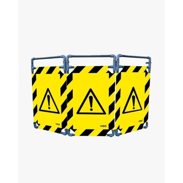 Barrière 3 vantaux noir et jaune logo danger