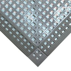 Dalle de sol en PVC souple et drainante - Caillebotis industriels FLEXI-DECK INDUSTRY gris