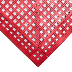 Dalle de sol en PVC souple et drainante - Caillebotis industriels FLEXI-DECK INDUSTRY rouge
