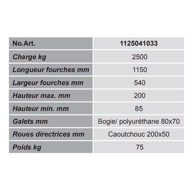 Transpalette manuel 2500kg | Transpalettes | Tire palette