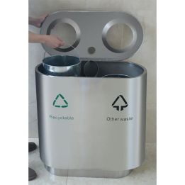 Poubelle inox tri sélectif 2x41 L
